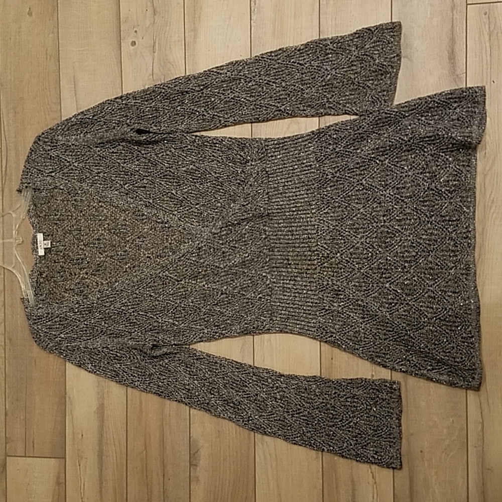 Cache Shimmer Metallic Crochet Sweater Dress